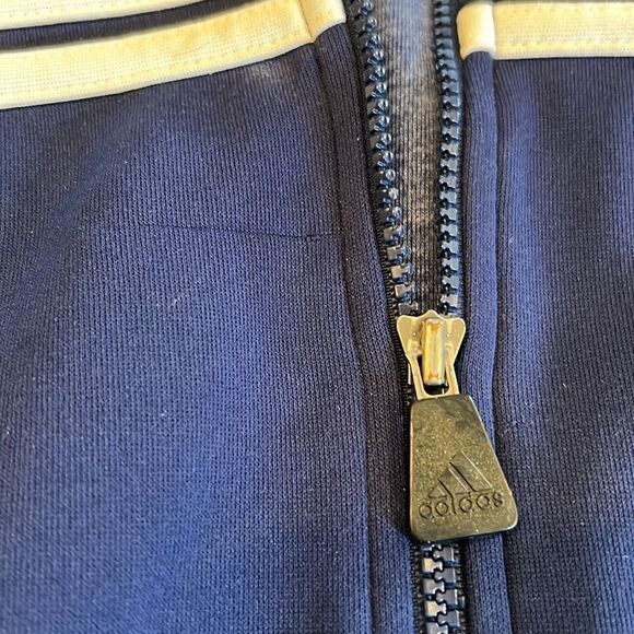 VTG 90s Adidas Soccer Track Jacket Blue size M GUC has couple small pulls check - Picture 5 of 11